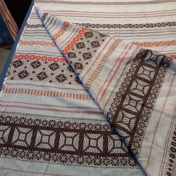 Folk Accessories - Scandinavian folk scarf in pink, brown, red, ivory  + earth tones Elegant & soft